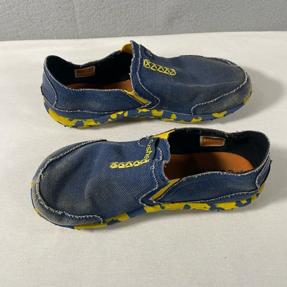 Cushe Slipper Slip On Blue Yellow Camo Casual Canvas Shoes Youth Size 4 - Picture 6 of 10
